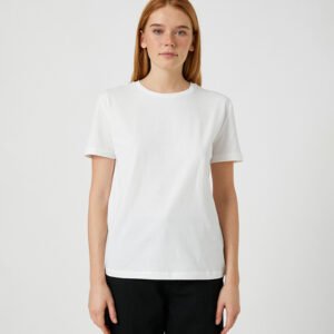 تيشيرت نسائي من القطن الطبيعي بأكمام قصيرة